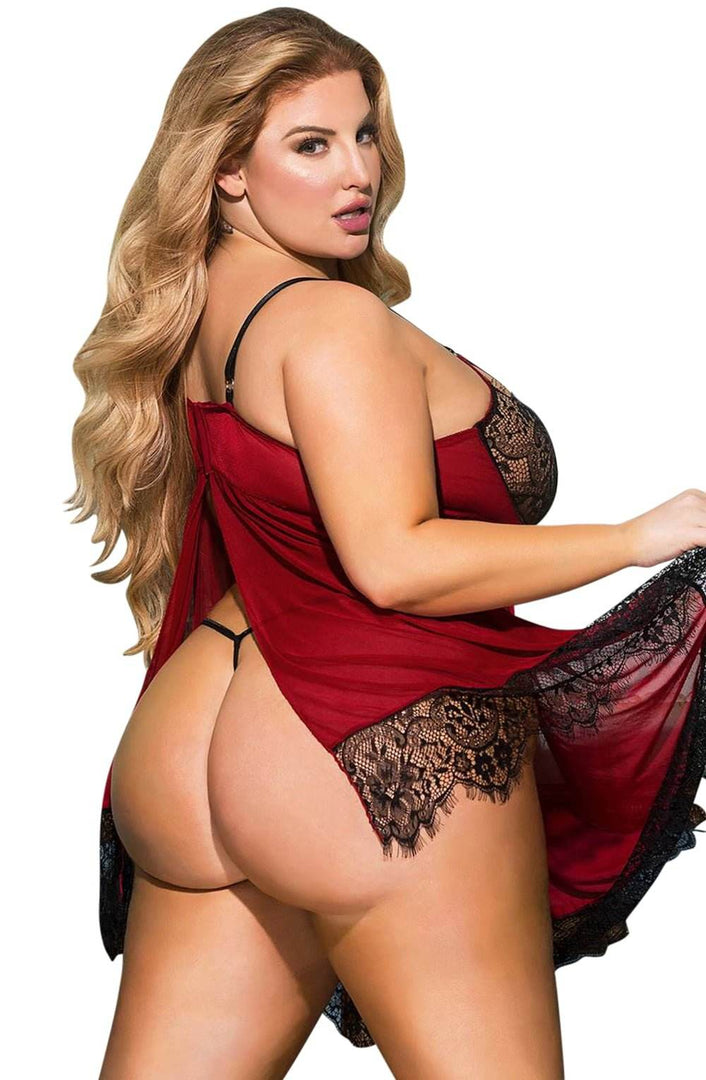 YesX YX958Q Black/Red Babydoll Set - Fashion Queen -  6