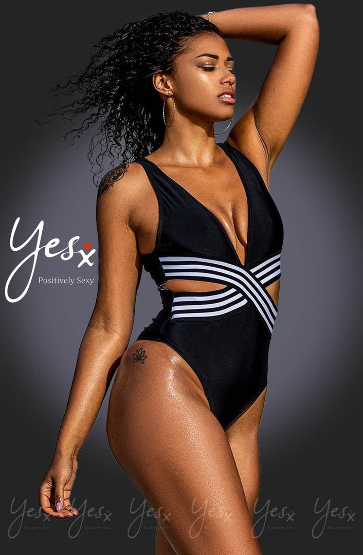 YesX YX980 One Piece Swimsuit Black - Fashion Queen -  8