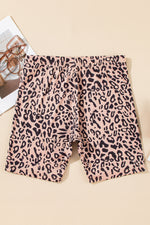 Load image into Gallery viewer, Khaki Leopard Print Ribbed Textured Knit Biker Shorts
