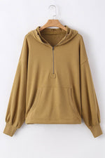 Load image into Gallery viewer, Light Grey Solid Kangaroo Pocket Half Zipper Oversized Hoodie - Fashion Queen
