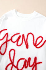 Load image into Gallery viewer, Black Tinsel Game Day Drop Shoulder Graphic Sweatshirt - Fashion Queen
