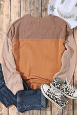 Load image into Gallery viewer, Multicolor Color Block Long Sleeve Ribbed Loose Top - Fashion Queen -  30
