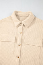 Load image into Gallery viewer, Apricot Solid Color Corduroy Buttoned Long Sleeve Shacket
