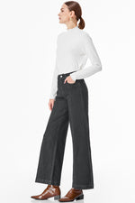 Load image into Gallery viewer, Dark Blue Plain Seam Detail Flared Bottom Ankle Length Jeans
