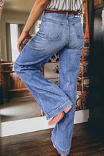 Load image into Gallery viewer, Beau Blue Tailored Center Seam Detail Straight Loose High Rise Jeans
