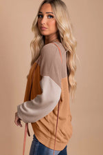 Load image into Gallery viewer, Multicolor Color Block Long Sleeve Ribbed Loose Top - Fashion Queen -  21

