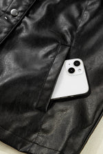 Load image into Gallery viewer, Black Faux Leather Buttoned Front Boxy Jacket
