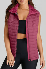 Load image into Gallery viewer, Silvery Plush Collared Quilted Zipped Puffer Vest - Fashion Queen
