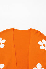 Load image into Gallery viewer, Black Floral Print Knitted Open Front Loose Cardigan - Fashion Queen
