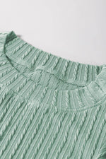 Load image into Gallery viewer, Sleet Solid Color Textured Flutter Sleeve Top - Fashion Queen
