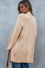 Load image into Gallery viewer, Parchment Oversize Chunky Cable Knit Open Front Midi-length Cardigan
