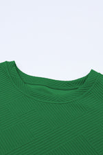 Load image into Gallery viewer, Black Textured Loose Fit T Shirt and Drawstring Pants Set
