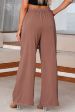 Load image into Gallery viewer, Coffee High Waisted Tie Front Side Pocket Wide Leg Flowy Casual Pants
