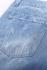 Load image into Gallery viewer, Distressed Ripped Rolled Hem Sky Blue Denim Shorts
