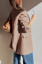 Load image into Gallery viewer, Brown Houndstooth Lapel Collar Blazer
