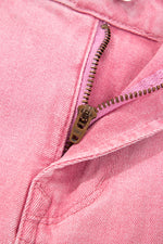 Load image into Gallery viewer, Peach Blossom Acid Washed High Rise Cropped Wide Leg Jeans
