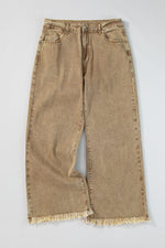 Load image into Gallery viewer, Peach Blossom Acid Washed High Rise Cropped Wide Leg Jeans
