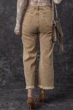 Load image into Gallery viewer, Peach Blossom Acid Washed High Rise Cropped Wide Leg Jeans
