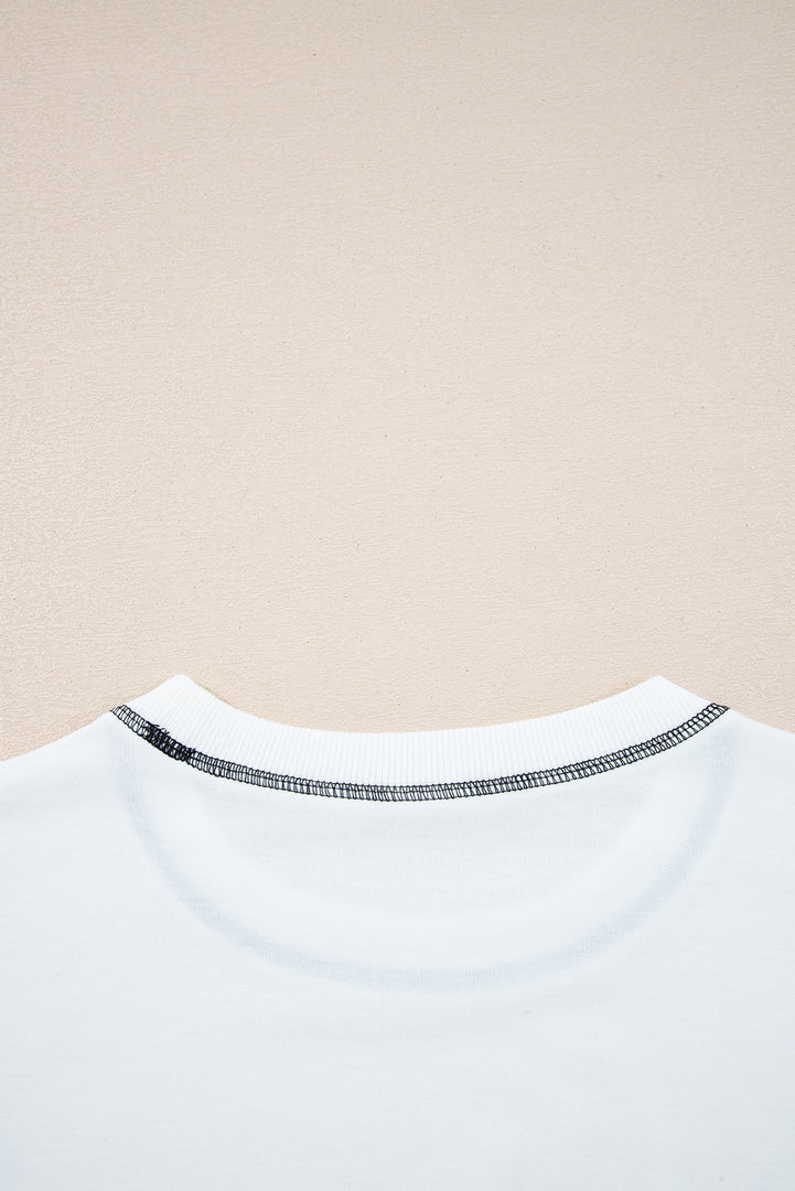 White Stripe Colorblock Patchwork Contrast Stitching Oversize Sweatshirt