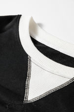 Load image into Gallery viewer, Black Contrast Ribbed Color Block Patchwork Baggy Sweatshirt
