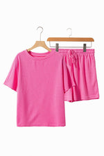 Load image into Gallery viewer, White Casual Textured Tee and Drawstring Shorts Set - Fashion Queen
