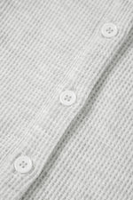 Load image into Gallery viewer, Light Grey Waffle Knit Sleeveless Buttoned Front Drawstring Waist Romper
