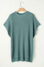 Load image into Gallery viewer, Apricot Short Sleeve Side Slit Oversized Sweater
