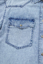 Load image into Gallery viewer, Beau Blue Chest Pocket Raw Hem Denim Loose Shirt Dress
