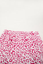 Load image into Gallery viewer, Pink Leopard Elastic Waist Lace up Contrast Trim Casual Shorts

