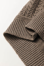 Load image into Gallery viewer, Black Eyelet Pattern Detail V Neck Drop Shoulder Sweater - Fashion Queen
