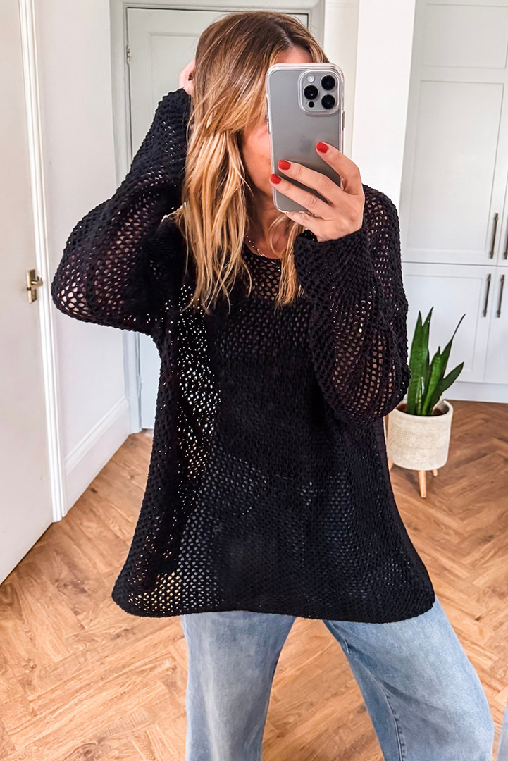 Coral Crochet Hollow-out Jumper Top Sweater - Fashion Queen -  12
