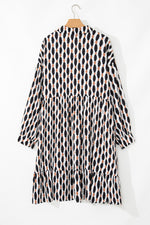 Load image into Gallery viewer, Apricot Geometric Print Collared V Neck Plus Size Mini Dress
