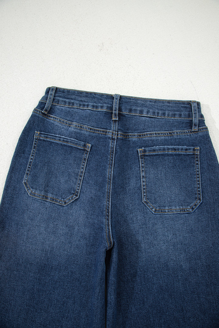 Sky Blue Cropped High Rise Wide Leg Jeans - Fashion Queen -  11