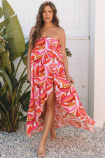 Load image into Gallery viewer, Rose Floral High Low Bandeau Vacay Dress
