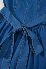 Load image into Gallery viewer, Sail Blue Square Neck Bowknot A-line Sleeveless Denim Dress - Fashion Queen -  9
