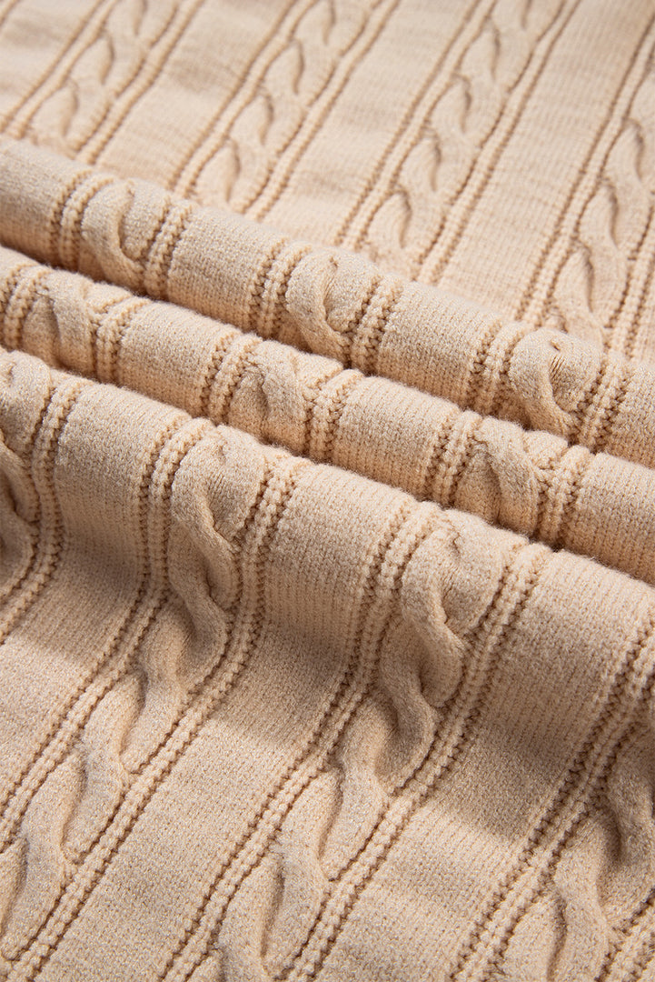 Parchment Oversize Chunky Cable Knit Open Front Midi-length Cardigan