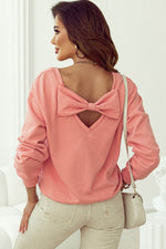 Load image into Gallery viewer, Black Bowknot Dewback Round Neck Sweatshirt - Fashion Queen
