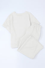 Load image into Gallery viewer, Black Textured Loose Fit T Shirt and Drawstring Pants Set
