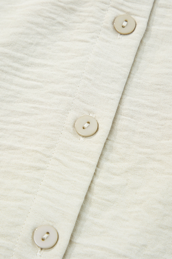 Beige Pure Color Patch Pocket Shirt - Fashion Queen -  11