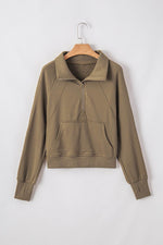 Load image into Gallery viewer, Valerian Quarter Zip Stand Neck Kangaroo Pocket Sweatshirt - Fashion Queen
