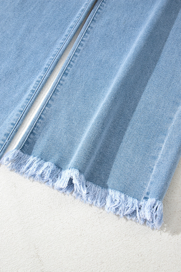 Peach Blossom Acid Washed High Rise Cropped Wide Leg Jeans