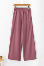 Load image into Gallery viewer, Sail Blue High Waisted Tie Front Side Pocket Wide Leg Flowy Casual Pants
