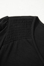 Load image into Gallery viewer, Black Shirred Shoulder Frilled Cuffs Long Sleeve Top
