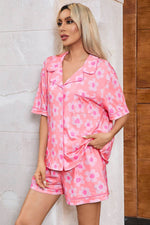 Load image into Gallery viewer, Flower Print Short Sleeve Shirt Pajamas Set - Fashion Queen

