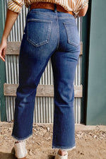 Load image into Gallery viewer, Carbon Grey Mineral Wash Raw Hem High Waist Flared Jeans
