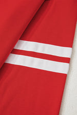 Load image into Gallery viewer, Fiery Red Varsity Striped Detail Drop Shoulder Oversized Sweatshirt - Fashion Queen -  7
