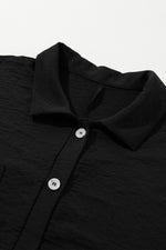 Load image into Gallery viewer, Black Half Button Collared Loose Romper

