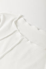 Load image into Gallery viewer, White Exposed Seam Ribbed Knit Slim Fit Long Sleeve Top
