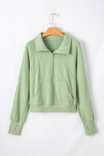 Load image into Gallery viewer, Valerian Quarter Zip Stand Neck Kangaroo Pocket Sweatshirt - Fashion Queen
