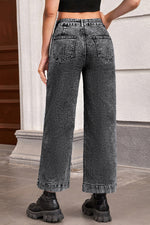 Load image into Gallery viewer, Blue Chic Patch Pocket Straight Leg Loose Jeans
